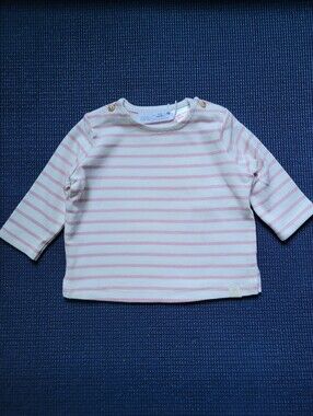 ZARA Pink and White Striped Long Sleeve Tee  Soft Cotton Knit  1-3 mth